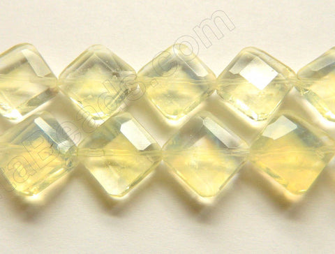 Double Edge Di-drilled Faceted Square  -   Pineapple Qtz Yellow  16"