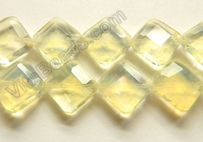 Double Edge Di-drilled Faceted Square  -   Pineapple Qtz Yellow  16"