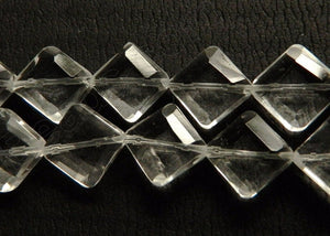 Double Edge Di-drilled Faceted Square  -  Crystal  16"