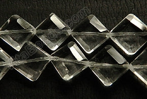 Double Edge Di-drilled Faceted Square  -  Crystal  16"