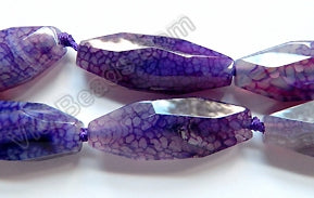 Bright Purple Fire Agate  -  Flat Machine Cut Rice, Faceted Long Oval  16"