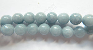 Cotton Blue Mashan Jade  -  Smooth Round  16"    10 mm