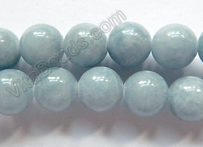 Cotton Blue Mashan Jade  -  Smooth Round  16"    10 mm