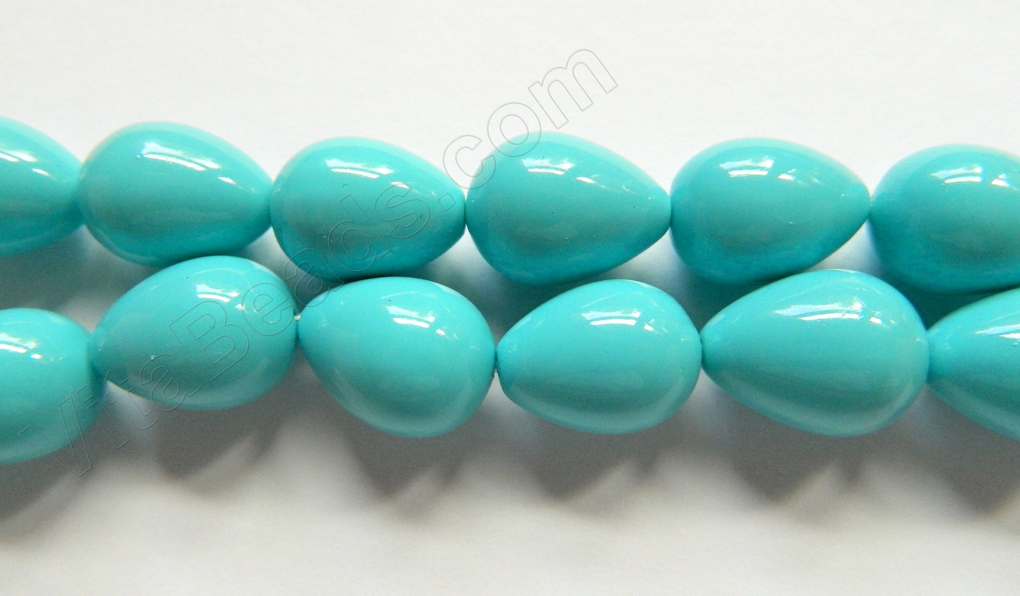 Turquoise Blue Shell Pearl  -  Smooth Drop  16"