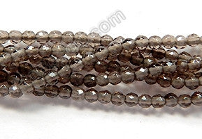 Smoky Topaz AA+  -  Small Faceted Round  15.5"      2mm