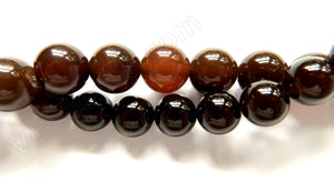 Dark Brown Agate  -  Smooth Round Beads  16"
