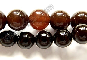 Dark Brown Agate  -  Smooth Round Beads  16"
