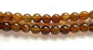 Brown Agate  -  Smooth Round Beads  16"     8 mm