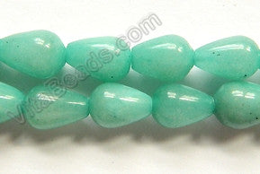 Green Amazonite Jade  -  10x14mm Smooth Drops
