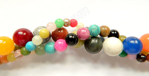 Mixed Stone  -   Smooth Round Beads 16"