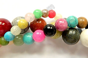 Mixed Stone  -   Smooth Round Beads 16"