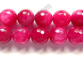 Dark Fuchsia White Candy Jade  -  Faceted Round 16"