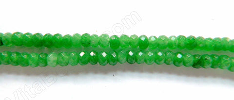 Deep Green Jade  -  Small Faceted Rondells  16"