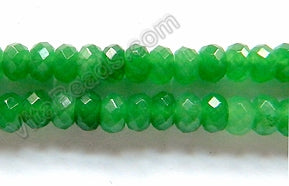 Deep Green Jade  -  Small Faceted Rondells  16"
