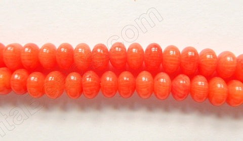 Tangerine Orange Bamboo Coral  -  Smooth Rondels  16"