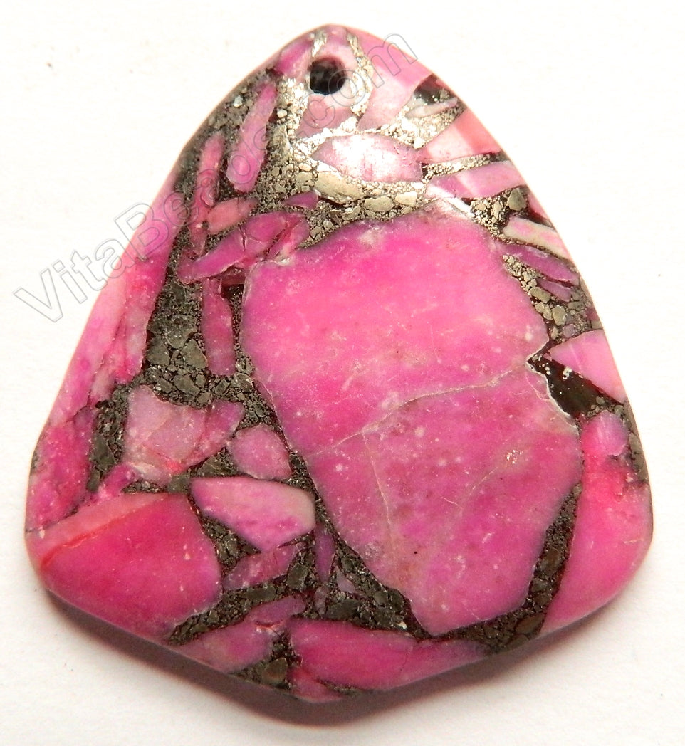 Pink Opal Pyrite AA  -  Smooth Sheld Pendant