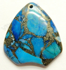 Blue Opal Pyrite AA  -  Smooth Sheild Pendant