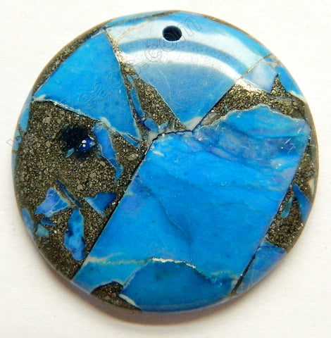 Blue Opal Pyrite AA  -  Smooth Round Pendant