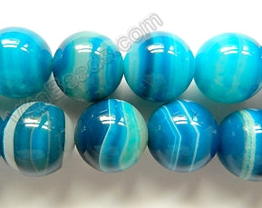 Aqua Blue Sardonix Agate AAA  -  Big Smooth Round Beads  16"
