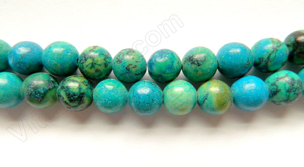 Dyed Blue Green Turquoise  -  Smooth Round Beads 16"