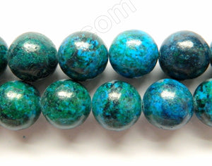 Dyed Azurite Malachite Turquoise  -  Big Smooth Round Beads 16"