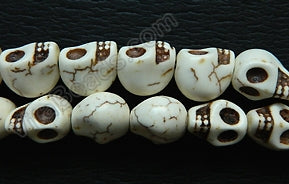 Cracked Turquoise Ivory  -  Carved Skeleton  16"