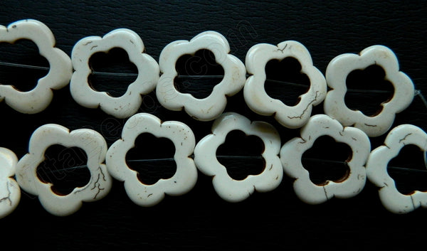 Ivory Crack Turquoise  -  Flower Donut Strand  16"