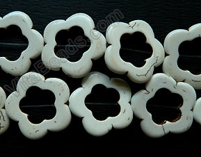 Ivory Crack Turquoise  -  Flower Donut Strand  16"