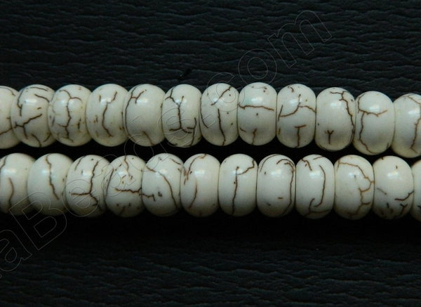 Ivory Crack Turquoise  -  Smooth Rondel  16"     10 mm