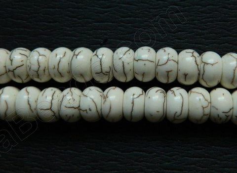 Ivory Crack Turquoise  -  Smooth Rondel  16"     10 mm