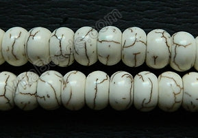 Ivory Crack Turquoise  -  Smooth Rondel  16"     10 mm
