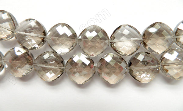 Smoky Grey Crystal Qtz  -  Faceted Puff Diamond 10"