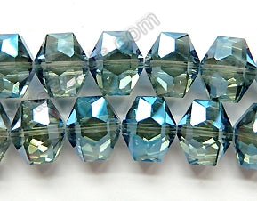 Mystic Blue Peacock Crystal  -  Faceted Hexagon  8"