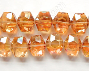 Champange AB Coated Crystal  -  Faceted Hexagon  8"