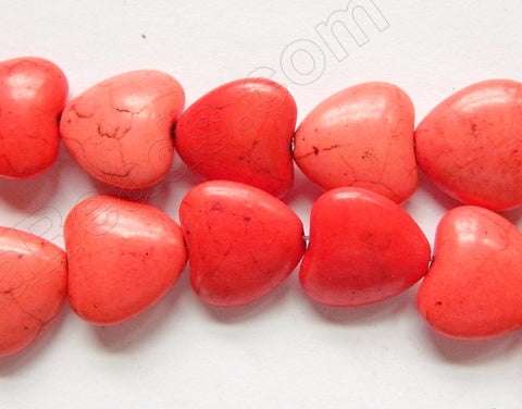 Red Pink Crack Turquoise  -  Puff Hearts  16"