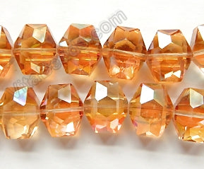 Champange AB Coated Crystal  -  Faceted Hexagon  8"