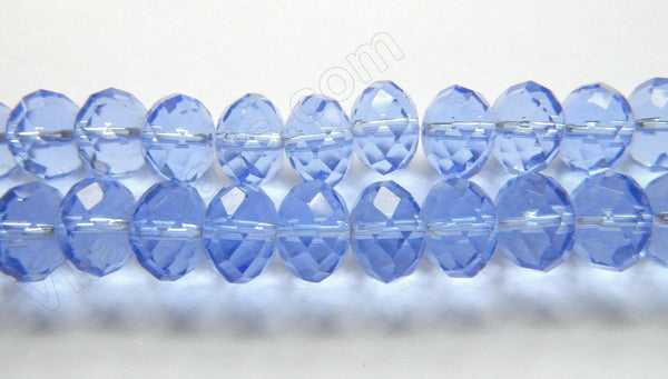 Light Sky Blue Crystal  -  Big Faceted Rondel 13"   10 x 14 mm