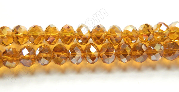 Tea AB Coated Crystal  -  Faceted Rondel  16"     10 mm