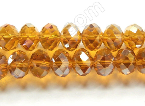 Tea AB Coated Crystal  -  Faceted Rondel  16"     10 mm