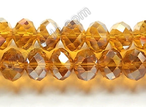 Tea AB Coated Crystal  -  Faceted Rondel  16"     10 mm