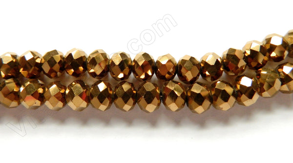 Gold Bronze Crystal Quartz  -  Faceted Rondel  16"