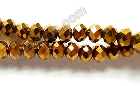 Gold Bronze Crystal Quartz  -  Faceted Rondel  16"