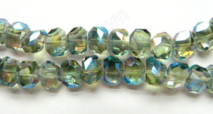 Green Blue Peacock Crystal  -  Faceted Irregular Flat Nugget  8"