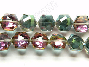 Green Purple 2 Side Peacock Crystal  -  Faceted Hexagon  8"