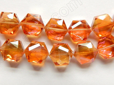 Dark Amber Crystal  AB Coated  -  Faceted Hexagon  8"
