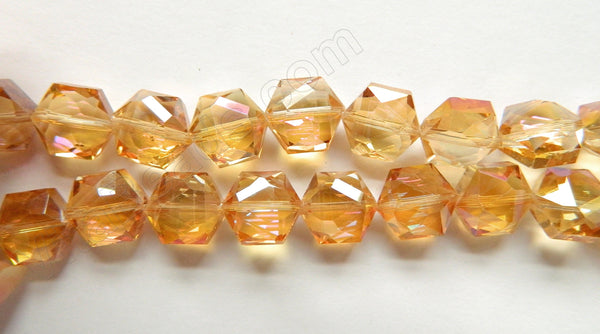 Light Amber Crystal  AB Coated  -  Faceted Hexagon  8"