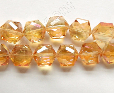 Light Amber Crystal  AB Coated  -  Faceted Hexagon  8"