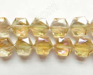 Light Lemon Crystal  AB Coated  -  Faceted Hexagon  8"