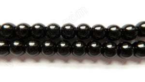 Black Glass Pearl   -  Smooth Round  16"     10 mm