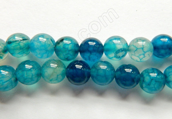 Blue Fire Agate  -  Smooth Round Beads  15"